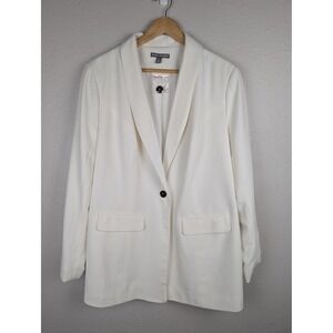 Jessica London Blazer Womens 18W Tall Plus White One Button Shawl Collar Lined